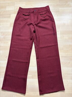 Wide Leg Women's Trousers in Deep Burgundy